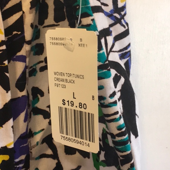 Woven Cream/black/bright color size large tunic - Picture 4 of 4